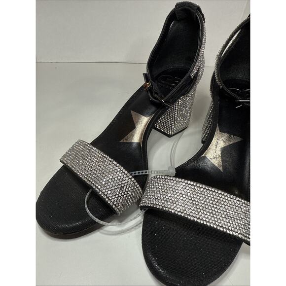 Gianni Bini Ronilynn Bling Jewel Embellished Ankle Strap Block Heel Sandals 6.5 - Picture 6 of 11